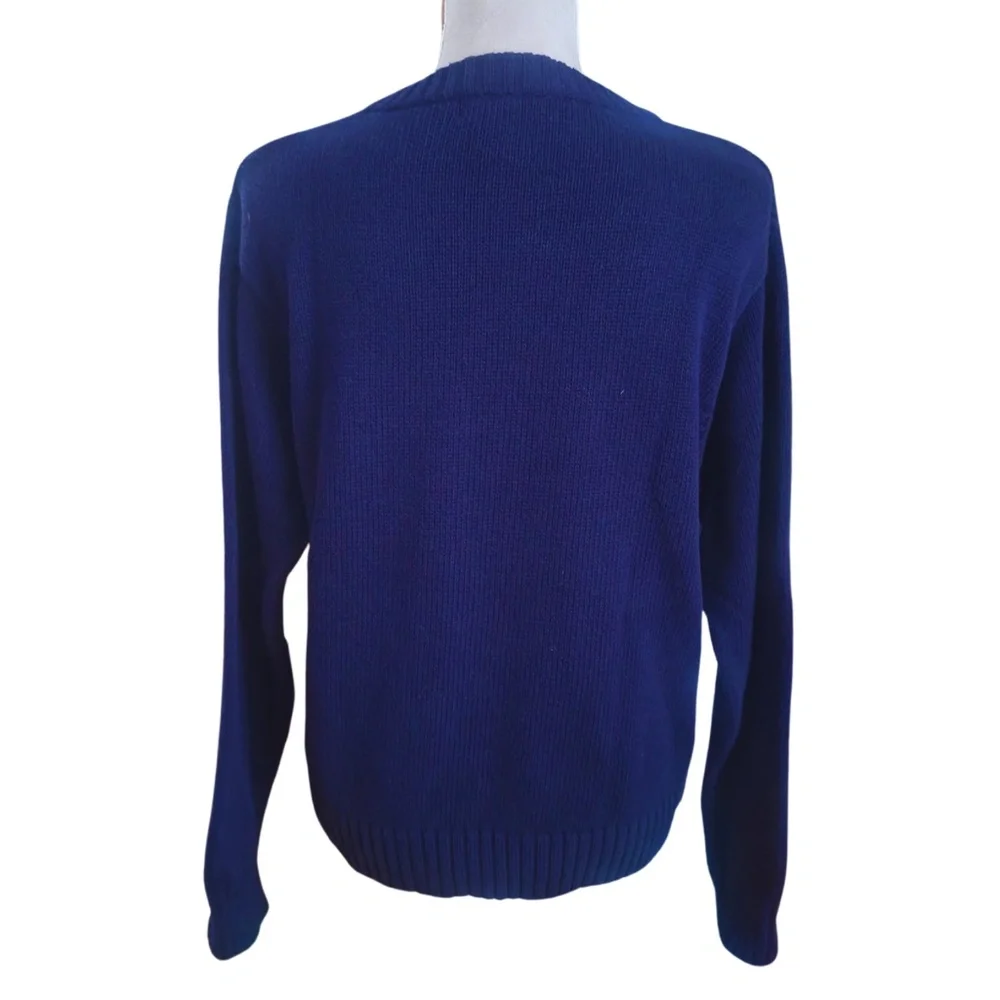 American Portrait USA Flag Retro Americana Knit Sweater Navy Blue Patriotic Sz M - Picture 2 of 8